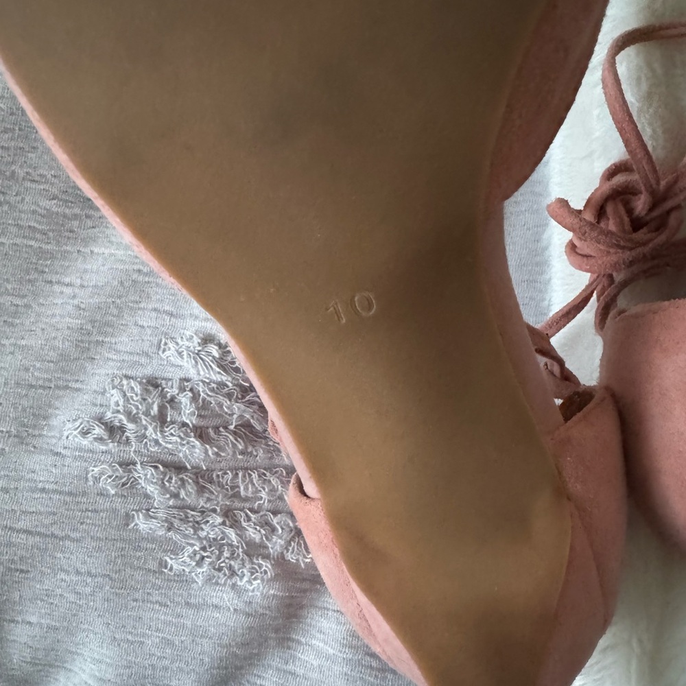Jeffery Campbell X Free People Blush Pink suede pointed toe strappy heels sz 10 - Picture 9 of 11